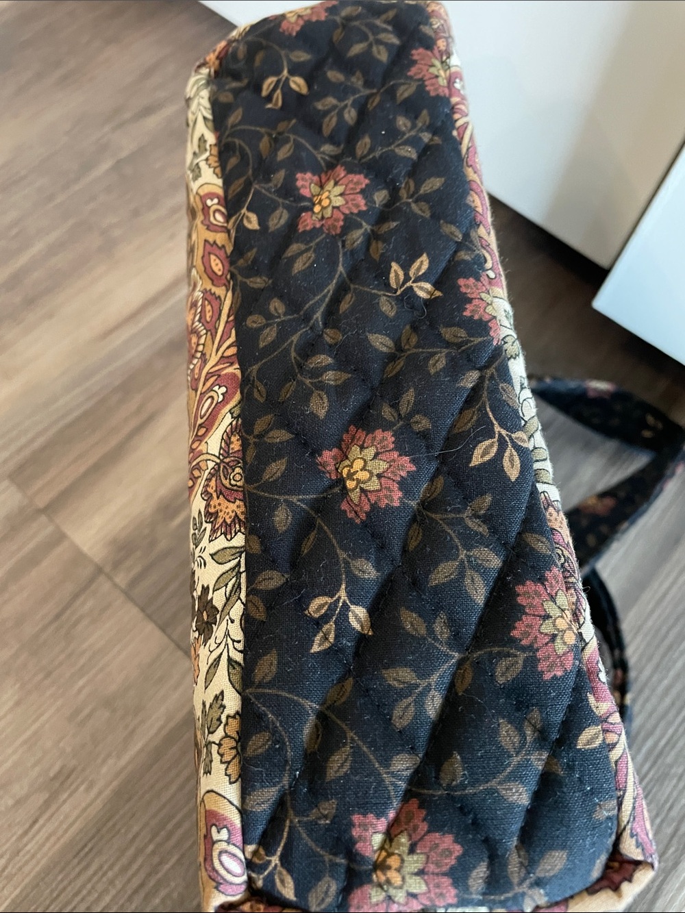Quilted Vera Bradley Floral Shoulder Bag in Black and Brown - Picture 5 of 5